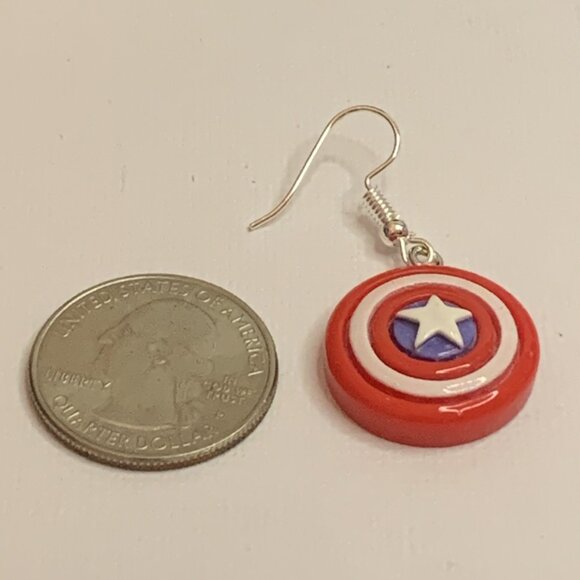 Captain America Shield, Captain America Earring, Hero Earring, Superhero Earring - Picture 4 of 6
